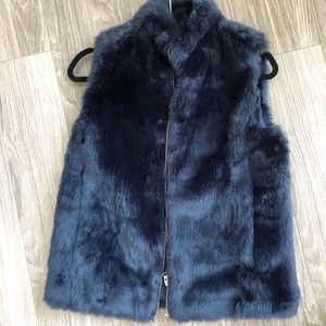 J.Crew Faux Fur Navy Vest XS